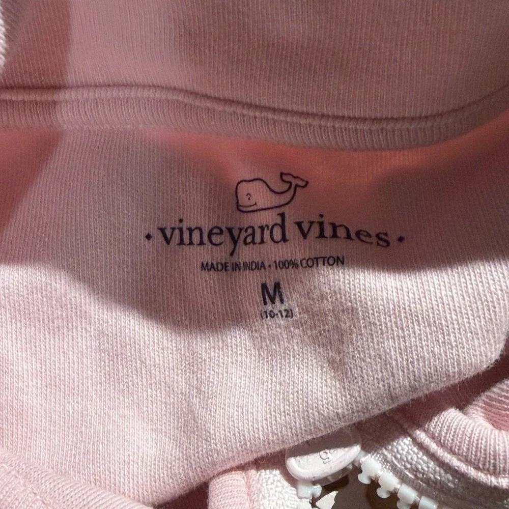 Vineyard Vines Girls Pink 1/4 Zip Pullover Sweatshirt Whale Logo Size M 10-12